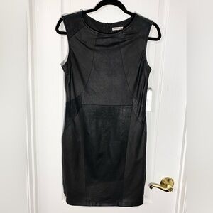 NWT Genuine Leather Sleeveless Sheath Mini Dress Black S